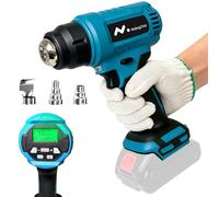 Pistola de Calor Inalambrica para Makita 18V, Pistola de Calor con 3 Boquillas, Calentamiento Rápido de 60 a 540 ℃, Pantalla LCD, para Tubos Termorretráctiles, Eliminación de Pintura, sin Batería