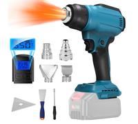 Pistola de calor sin cable compatible con Makita 18V batería, pistola de aire caliente sin cable con 2 velocidades, indicador de temperatura y batería, 4 boquillas y espátula (sin batería)