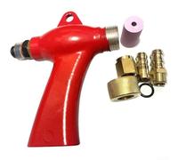 Pistola de chorro de arena, kit de herramientas de mano de mármol con boquillas rojas con conector de cobre en envoltura de burbujas (plateado)