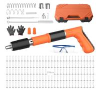 Pistola de Clavos para Hormigón, Clavadora para Hormigón, Pistola de Clavos Manual, 5 Velocidades Pistolas Neumáticas para Acero y Hormigón, Pistolas de Clavos, con Guantes y Gafas, Caja de