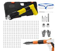 Pistola de clavos para hormigón, juego de 100 unidades de clavos redondos, minipistola de clavos a mano, silenciosa para montaje en techo/fijación a la pared (C)