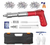 Pistola de Clavos, Pistolas de Uñas de Hormigón con 5 Velocidades Ajustable, 150 Clavos y Estuche de Transporte et Gafas y Guantes, Convient pour une Fixation Murale, sur Briques et sur Acier (A)