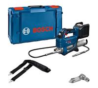 Pistola de engrasado a batería GFP 18V-10 con Bosch Professional 18V System (presión operativa máxima de 10 000 psi, caudal máximo de hasta 320 g/min., incl. acoplador de 90°, correa para el hombro)