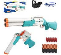 Pistola de Espuma de Juguete de Doble Caña, 80 Balas Blandas y 12 Casquillos para Expulsar, Pistola de Juguete Blaster de Espuma para Niños de 8 a 12 Años, Blasters de Espuma EVA Regalos para Niños