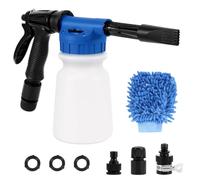 Pistola de espuma para lavado de coche, 900 ml, pulverizador de espuma 2 en 1, con guantes, pistola de espuma ajustable para manguera de jardín, pulverizador de espuma para coche, moto, riego de