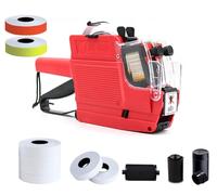 Pistola de etiquetas de precio de 20 dígitos de 2 líneas, etiquetadora MX6600 con 5 rollos/2800 etiquetas blancas, 3 rollos de tinta, HopingMore máquina de etiquetado, pistola de etiquetas de precios con cuerda para oficina, tienda minorista, tienda de comestibles