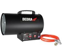 Pistola de gas de 27 kW DEDRA DED9943ADE 300 m³/h, encendido eléctrico piezoeléctrico, rango de temperatura de funcionamiento: 20-50 °C, ventilador integrado, sistemas de seguridad, móvil y ergonómico