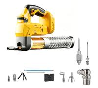 Pistola de grasa compatible con batería Dewalt de 20 V, sin prisa, con luz LED, caudal de 170 g/min, presión máxima de 6000-13000 psi, con manguera de 60 cm y más de 10 accesorios, herramienta de