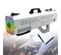 Pistola de humo con luces for fiestas,máquina de humo portátil de 1500W con luces de colores cambiantes, pistola de humo for Halloween espeluznante(White)