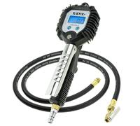 Pistola de Inflado de Neumáticos PSAIR-2 - Manómetro Electrónico, Pantalla LCD, 0,35-18 bar, Tubo Flexible de 150 cm, Conexión Rápida y Diseño Ergonómico