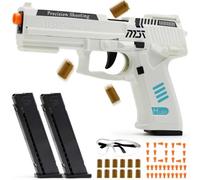 Pistola de Juguete con 100 Balas y 12 Casquillos, expulsión automática de Casquillos, Pistola de Retroceso automático para Juegos de Disparos, Regalo para niños y niñas