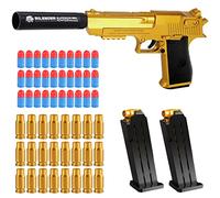 Pistola de Juguete con Soft Bullet,Pistola de Espuma Blaster,EVA Juguetes de Tiro de Blanda,con Balas Blandas y Cargador,para Niños de 6 Años en Adelante (Oro)