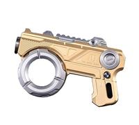 Pistola de juguete de metal EDC, aleación de titanio, punta de los dedos, juguete mecánico con tarjetas de impresión, juguete de metal moderno para aliviar la presión (dorado)