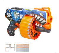 COLORBABY 47750 V-Zon Pistola de Dardos, 31 cm, 24 Balas de Goma Espuma, Ligeras y de Gran Alcance, Diseño tiburón, Ametralladora de Juguete, Lanzador, Juguetes niños 8 años, Pistolas niño
