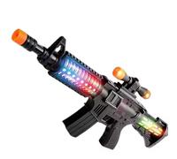 Pistola de juguete electrónica con luces LED multicolor y sonidos, estilo rifle de asalto, para niños
