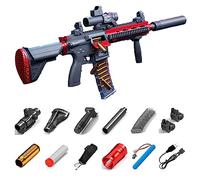 Pistola de Juguete Hecha de Nylon, Pistola de Agua Espuma Electronica Automatica, M416 Rifle de Francotirador, Pistola Aire Comprimido con Silenciador, Regalos para Niños y Hombr-Rojo