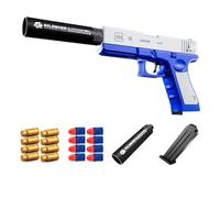 Pistola de juguete, lanzador de balas de goma, viene con cargador y balas de goma, adecuado para entrenamiento o juego, regalo de cumpleaños y Navidad, adecuado para mayores de 14 años(Blue and white)