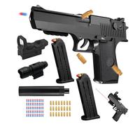 Pistola de Juguete para Niños, Pistola de Juguete con Bolas Suaves, Armas de Juguete, EVA Espuma Juguete Blaster con 50 Soft Bullet,24 Juego de Cascascos, 2 Cargadores/Silencioso/Visor Infrarrojo