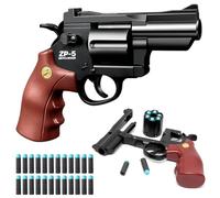 Pistola de Juguete,Revólver para Niños,Pistola de Juguete de Espuma,con 24 Balas EVA,para 7 años + Niños Entrenamiento de Tiro o Juegos al Aire Libre,Regalo para niños (Marrón)
