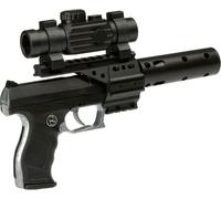 Pistola De Juguete Schrödel PB 001 Con Silenciador Y Mira Telescópica 13 Tiros