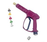 Pistola de lavado a presión de 3600 PSI para agua fría y caliente con 5 puntas de boquilla y mango ergonómico, diseñada para una limpieza segura y eficiente