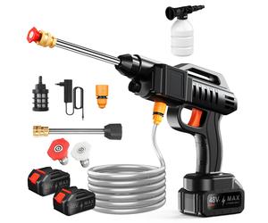 Pistola de Lavado de Autos a Presión de 100 Bares, Inalámbrica, Recargable, Potente Máquina de Limpieza de Autos para Batería Makita 6000mAh 2 Battery B