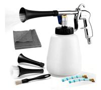 Pistola de limpieza de aire comprimido con efecto tornado, pistola de limpieza de alta presión para coche, taller y hogar, juego todo en uno con depósito de agua de 1 l, 2 boquillas y accesorios