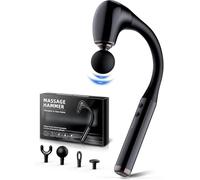 Pistola de masaje con mango extensible mejorado, pistola de masaje profundo de 10 mm, 5 niveles de velocidad, masajeador de espalda con 4 cabezales, masajeador portátil para músculos/cuello/hombros/ci