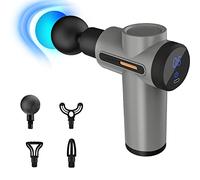 Pistola de masaje de percusión muscular pistola de masaje para atletas súper silenciosa, portátil, eléctrico, deportivo, pantalla táctil LCD (gris plateado, 6 velocidades)