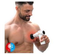 InnovaGoods® Pistola de masaje muscular calor y frio, masajeador Ideal para aliviar el dolor, el cansancio y la fatiga de la rutina diaria. pistola masaje Incluye 6 cabezales masajeador piernas.