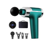 Pistola de Masaje Muscular,Masajeador de Músculos de Tejido Profundo con 30 Niveles Ajustables,Massage Gun portátil 4 Cabezales de Masaje y Pantalla LCD Silenciosos para Relajación Fatiga(green)