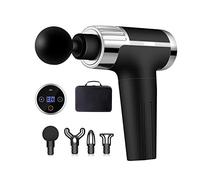 Pistola de Masaje Muscular,Masajeador de Músculos de Tejido Profundo con 30 Niveles Ajustables,Massage Gun portátil 4 Cabezales de Masaje y Pantalla LCD Silenciosos para Relajación Fatiga (black)