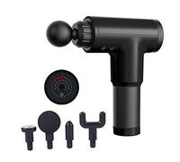 Pistola de masaje para atletas, dolor muscular y relajación muscular, 4 accesorios para la cabeza y 6 velocidades ajustables, masajeador eléctrico portátil de mano (negro)