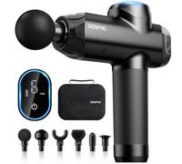 Pistola de masaje RENPHO Power, masajeador profesional, pantalla táctil LCD | Potente motor para relajación muscular profunda, mango ergonómico, 6 velocidades y cabezales, estuche de transporte.
