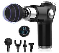 Pistola de masaje, YOCUBY Masaje Gun Masaje Muscle Mini Masaje Deep Tissue Massager Percussion Massager for Pain Relief Quiet 32 Velocidades Facial Gun con 4 cabezales de masaje, pantalla táctil LCD