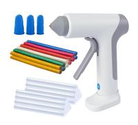Pistola de pegamento caliente con 20 barras de pegamento transparentes y 12 de colores, calentamiento ultrarrápido de 15 s, mini pistola de pegamento caliente recargable a través de USB-C, recipiente