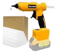Pistola de pegamento caliente inalámbrica de 100 W para batería Dewalt de 20 V, pistola de pegamento caliente de mano inalámbrica de alta resistencia, kit de tamaño completo con 20 barras de pegamento