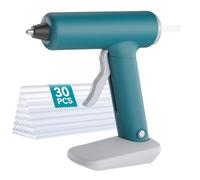Pistola de pegamento caliente inalámbrica mejorada, precalentamiento rápido con juego de 30 varillas de alta calidad, control de seguridad inteligente antigoteo, recargable tipo C de 2.6 Ah, para