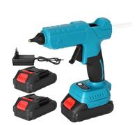 Pistola de pegamento caliente inalámbrica, pistola de pegamento para Makita 18 V, pistola de silicona eléctrica, calefacción rápida, 2 baterías, para 11 mm, varillas de pegamento, para bricolaje (18V)