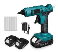 Pistola de pegamento caliente inalámbrica, pistola de pegamento para Makita 21 V, pistola de silicona eléctrica, calefacción rápida, 2 baterías, para 11 mm, varillas de pegamento, para bricolaje (21V)