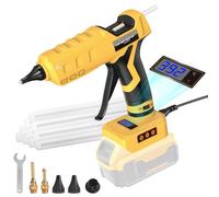 Pistola de pegamento caliente, inalámbrica y con cable 2 en 1, compatible con batería Dewalt de 20 V, temperatura digital ajustable, tamaño completo con 10 barras de pegamento
