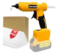 Pistola de pegamento inalámbrica con 20 barras de pegamento (11 x 200 mm), compatible con batería Dewalt de 20 V máximo, pistola de pegamento caliente para manualidades, bricolaje, arte, reparaciones
