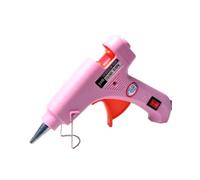 Pistola de pegamento termofusible de 20 W, minipistolas industriales for el hogar, herramienta de reparación termoeléctrica de temperatura térmica, uso de barras de pegamento de 7 mm(Pink glue gun)