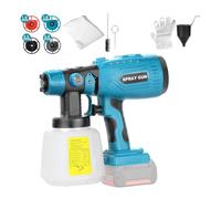 Pistola de pintura, Pulverizador de pintura inalámbrico HVLP de 200 W for batería de 18 V, 3 patrones, 4 boquillas, tanque de 1000 ml, Alisador de Pintura