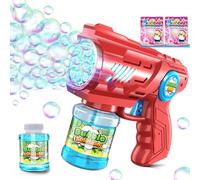 Pistola de pompas de jabón para niños, máquina de pompas de jabón, máquina de burbujas de luz LED, eléctrica, con depósito de 100 ml, color azul automático, para niños, juguete de fiesta (rosa)