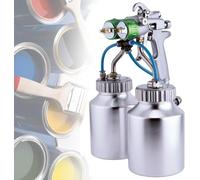 Pistola de pulverización de doble boquilla, 1200 rpm, 1,3 mm de diámetro de la boquilla, ancho de pulverización, pulverizador neumático de doble cabeza, alimentación a presión, pulverización suave