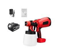 PISTOLA DE PULVERIZACIÓN Eléctrica Inalámbrica, Pulverizador De Pintura De Alta Potencia, Aerógrafo Con Revestimiento De Acero For Muebles De Coche, Batería De 18V, 1000ML(1 Big Battery Red)