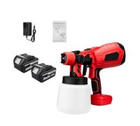 PISTOLA DE PULVERIZACIÓN Eléctrica Inalámbrica, Pulverizador De Pintura Portátil For El Hogar, Aerógrafo Con Revestimiento De Acero For Muebles De Coche, Batería De 18V, 1000ML(2 Big Battery Red)