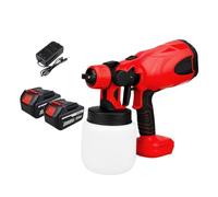 PISTOLA DE PULVERIZACIÓN Eléctrica Portátil, Pulverizador De Pintura Inalámbrico, Pulverizador De Pintura Eléctrico For El Hogar, Compatible Con Batería De 18V, 800ML(2 Big Battery Red)
