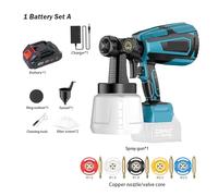 PISTOLA DE PULVERIZACIÓN Inalámbrica Eléctrica De 1000ML, Pulverizador De Pintura For Muebles De Coche, Aerógrafo Con Revestimiento De Acero, 5 Boquillas Compatibles Con Batería(1 Battery Set A)